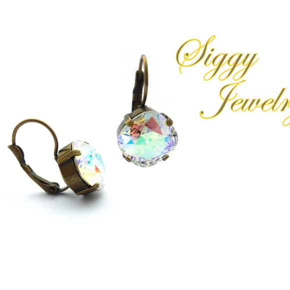 Swarovski Crystal AB Cushion Cut Drop Earrings - Picture 3 of 7